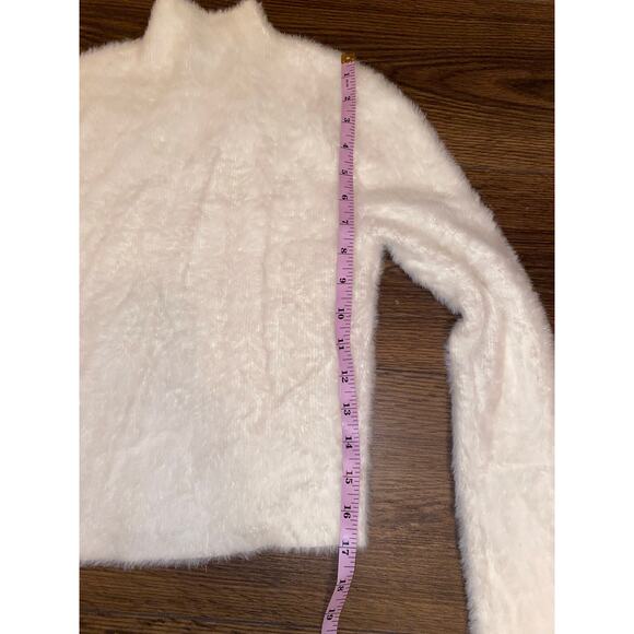 EUC Aritzia Babaton Mike Sweater White Wool Cashmere Blend Ribbed Mockneck Small - Picture 5 of 8